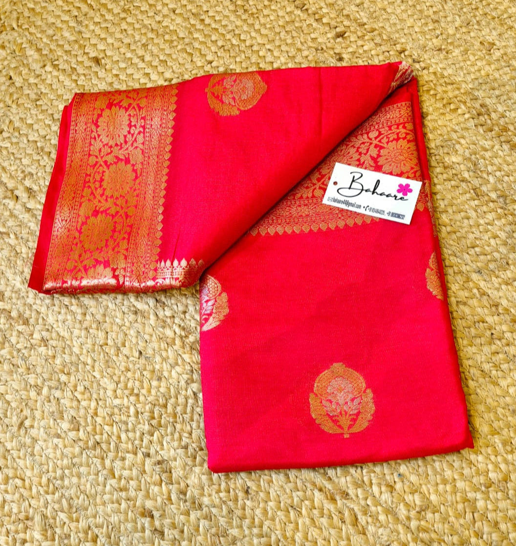 Utsav | Vermilion Red Benarasi Katan Silk Saree