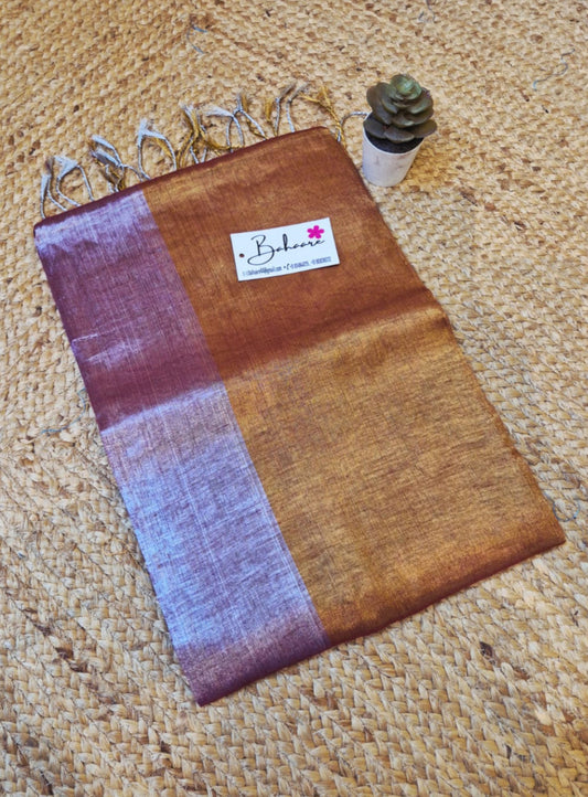 Jashn | Pink and Metallic Gold Tissue Saree