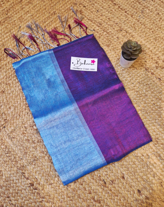 Jashn | Purple and Silver Tissue Saree