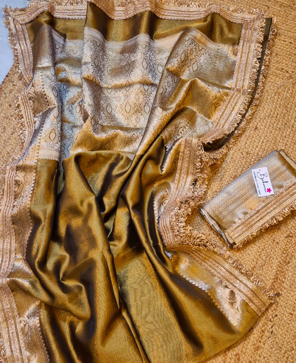Utsav | Metallic Gold Benaras Tissue Silk Saree with Zari Lace
