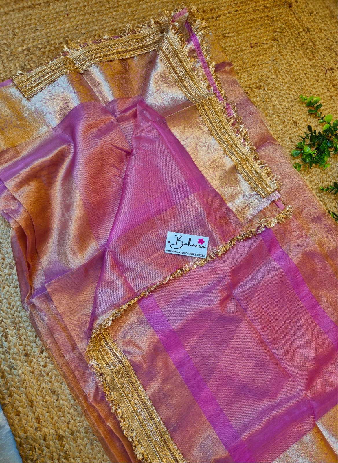 Utsav | Mauve Tissue Organza Silk Saree with Zari Lace