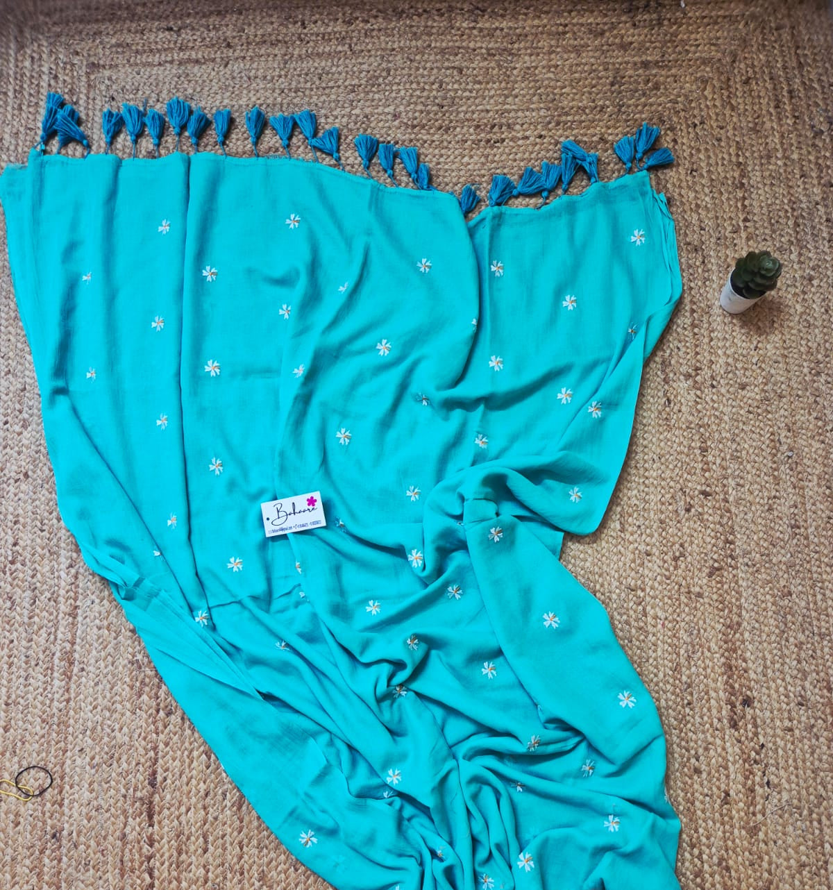 Parijat | Aquamarine Mul Mul Cotton Saree