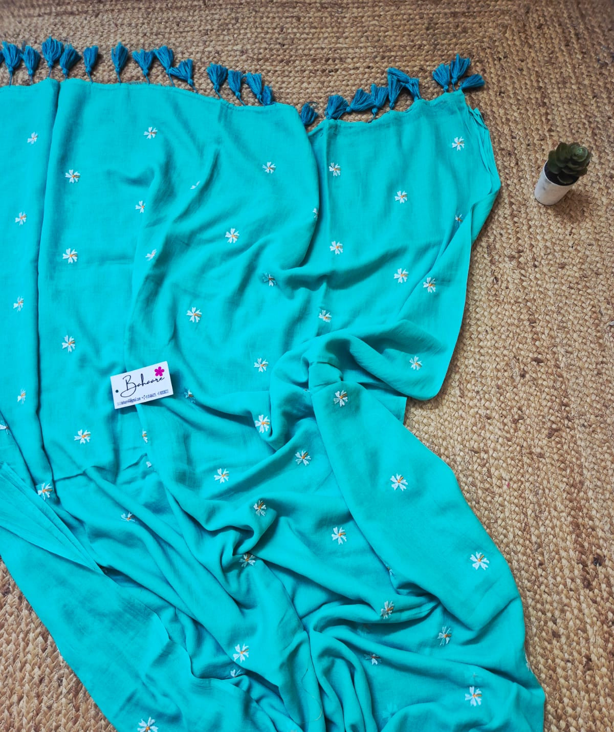 Parijat | Aquamarine Mul Mul Cotton Saree