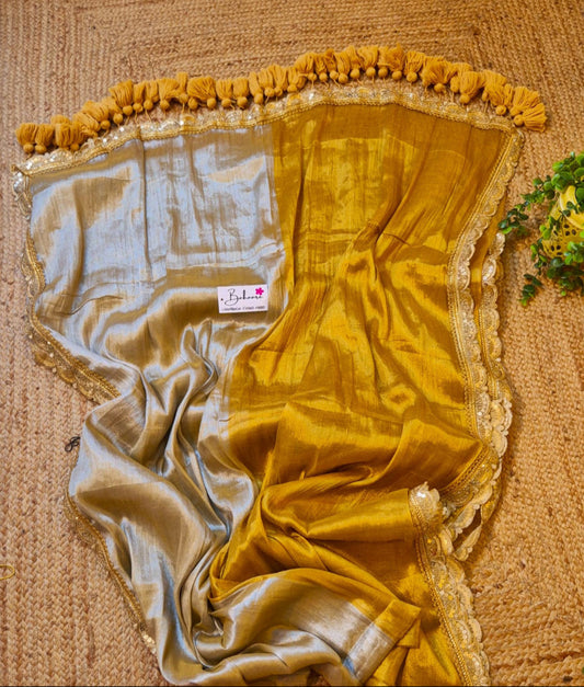 Megha | Honey Beige with Gold Tissue Saree