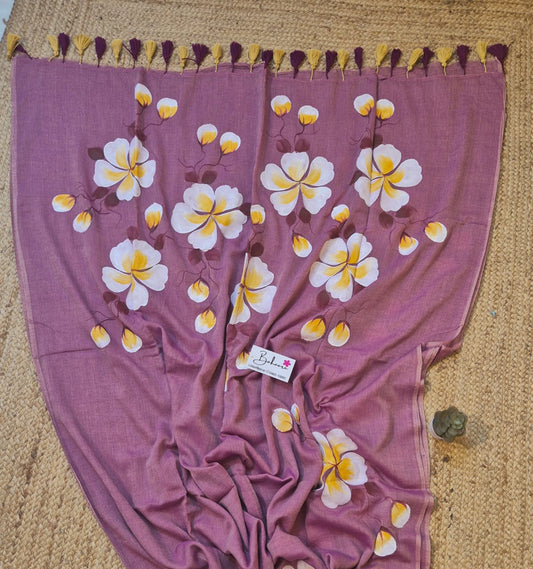 Exotic Cosmos | Dusty Pink Mul Mul Cotton Saree