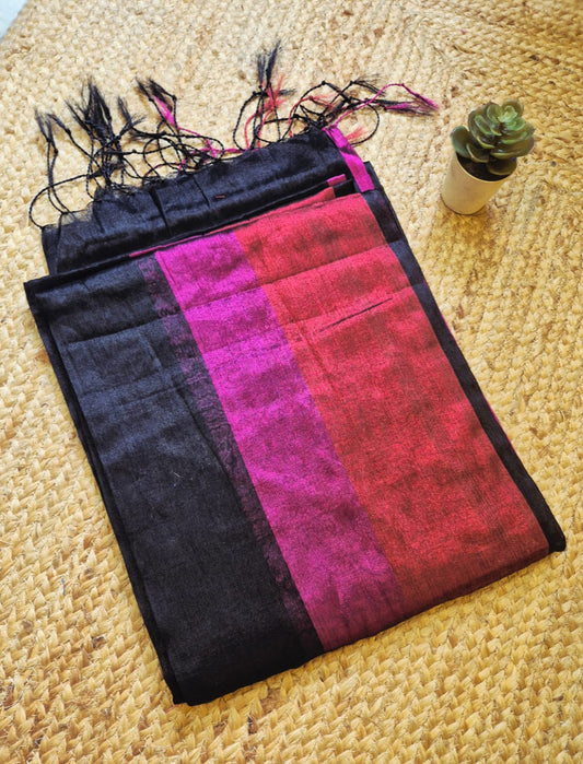 Chandni | Black with Multicoloured Tissue Saree