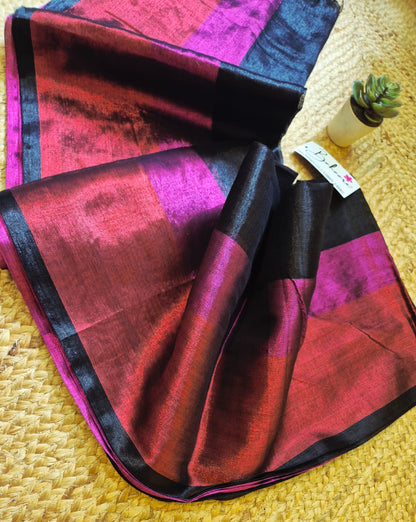 Chandni | Black with Multicoloured Tissue Saree