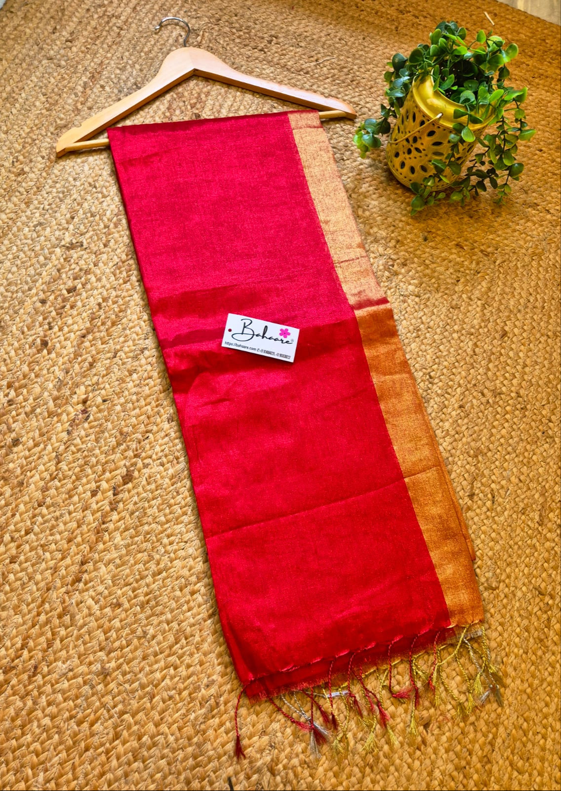 Chandni | Red with Orangish Gold Tissue Saree