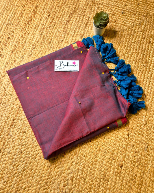 Shimmering Starlight | Twilight Bloom Dual Tone Mul Mul Cotton Saree