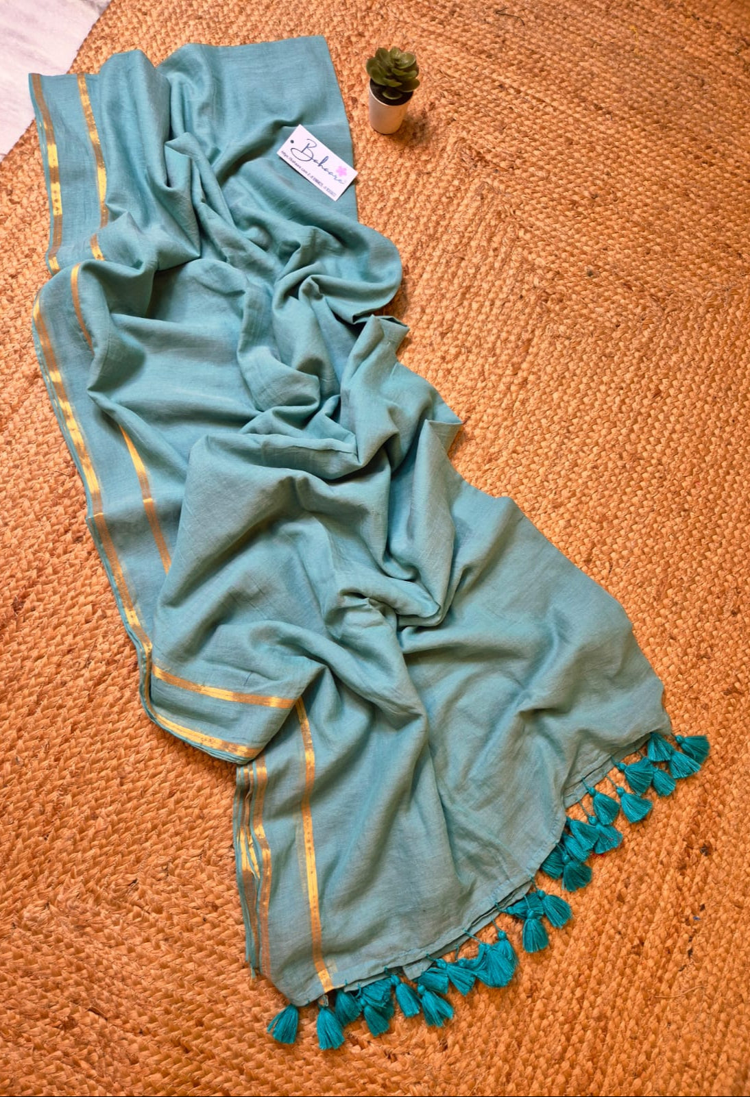 Mohini | Pastel Green Mul Mul Cotton Saree