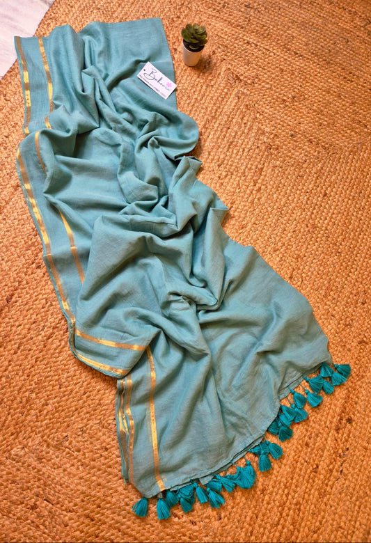 Mohini | Pastel Green Mul Mul Cotton Saree