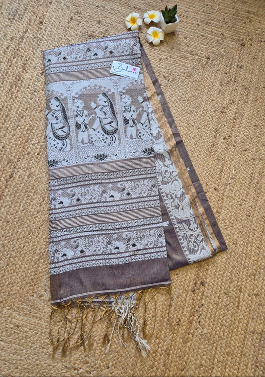 Afreen | Metallic Bronze Baluchori Tissue Silk Saree