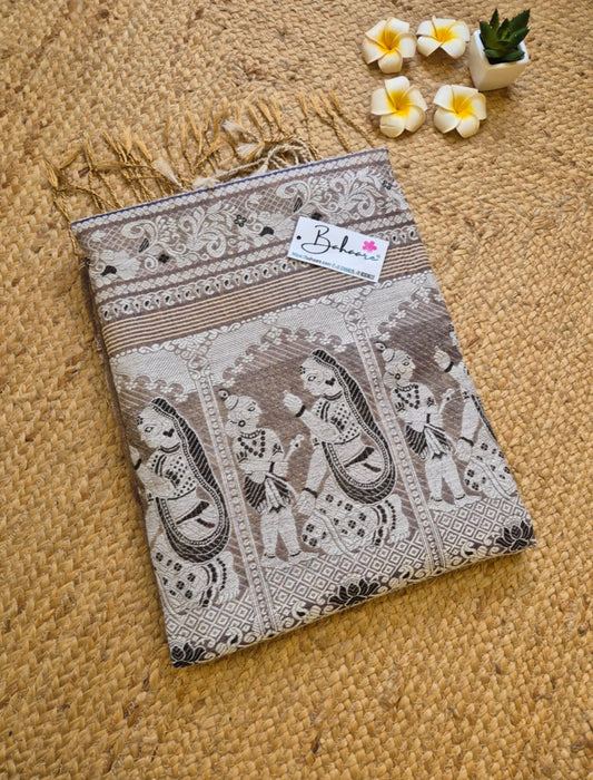 Afreen | Metallic Bronze Baluchori Tissue Silk Saree