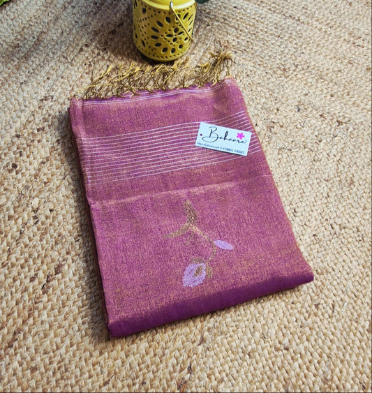 Springtime Serenity | Light Magenta Tissue Linen Saree