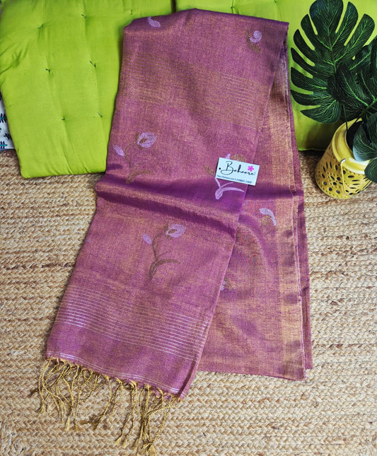Springtime Serenity | Light Magenta Tissue Linen Saree