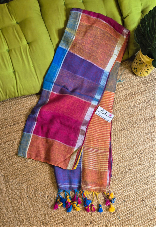 Woodland Whispers |  Multicoloured Box Linen By Linen Saree