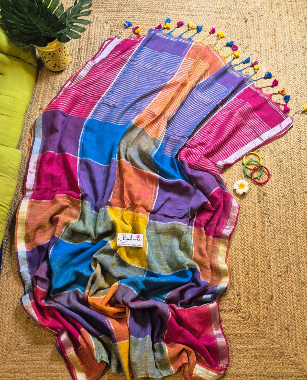 Woodland Whispers |  Multicoloured Box Linen By Linen Saree