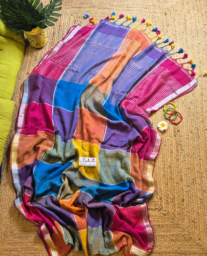 Woodland Whispers |  Multicoloured Box Linen By Linen Saree