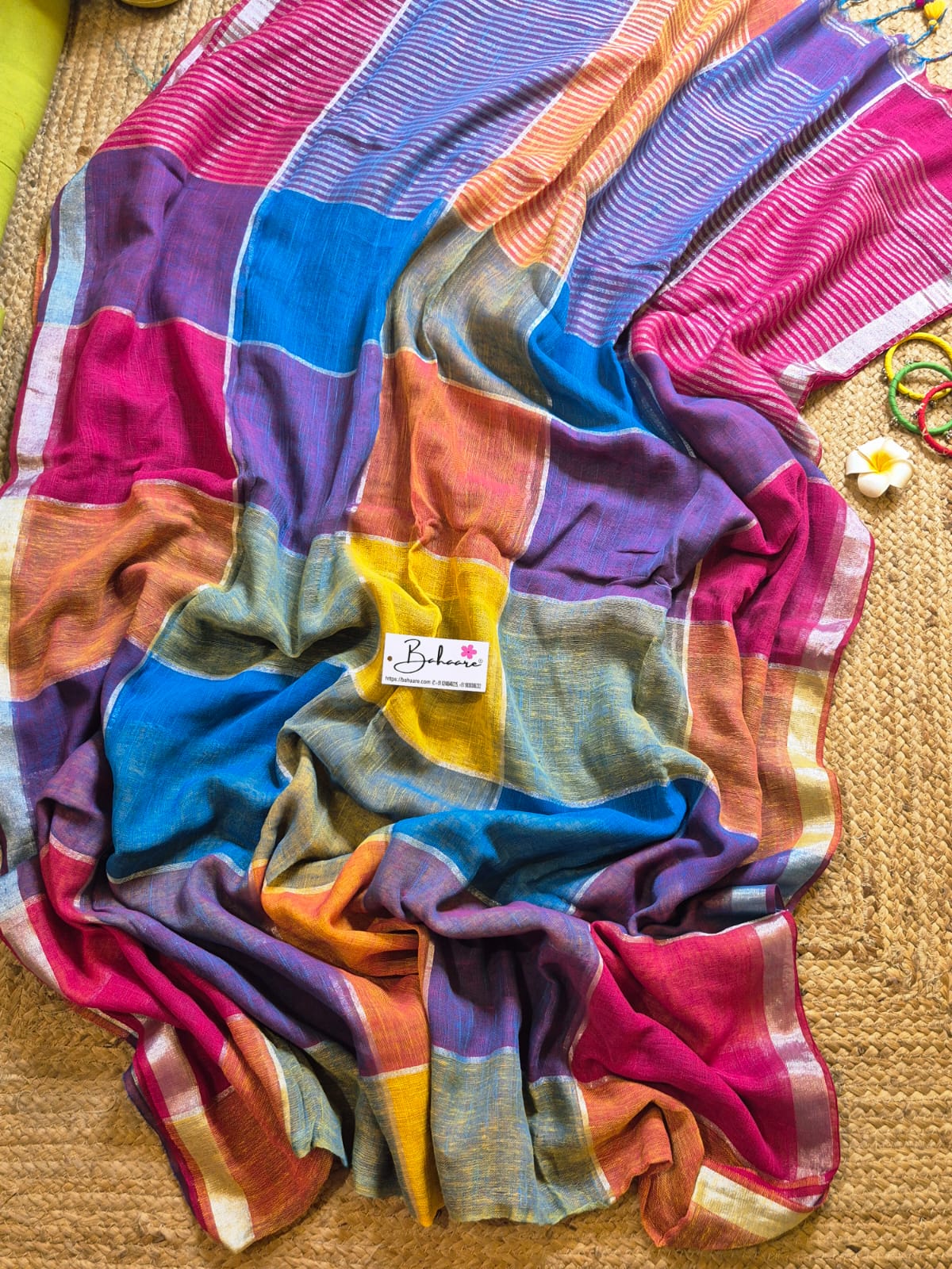 Woodland Whispers |  Multicoloured Box Linen By Linen Saree