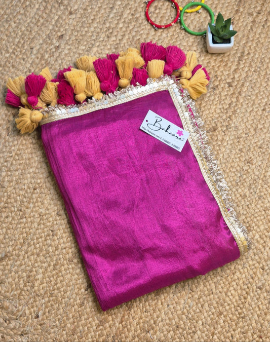 Megha | Raspberry Pink Tissue Saree