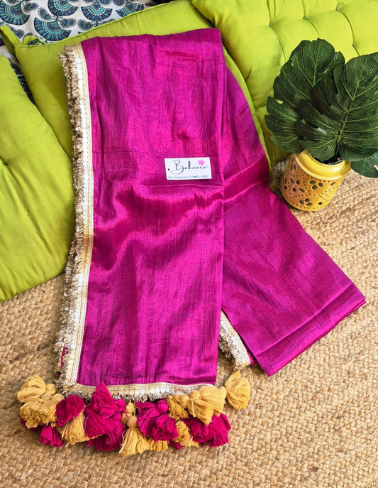 Megha | Raspberry Pink Tissue Saree