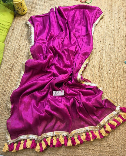 Megha | Raspberry Pink Tissue Saree