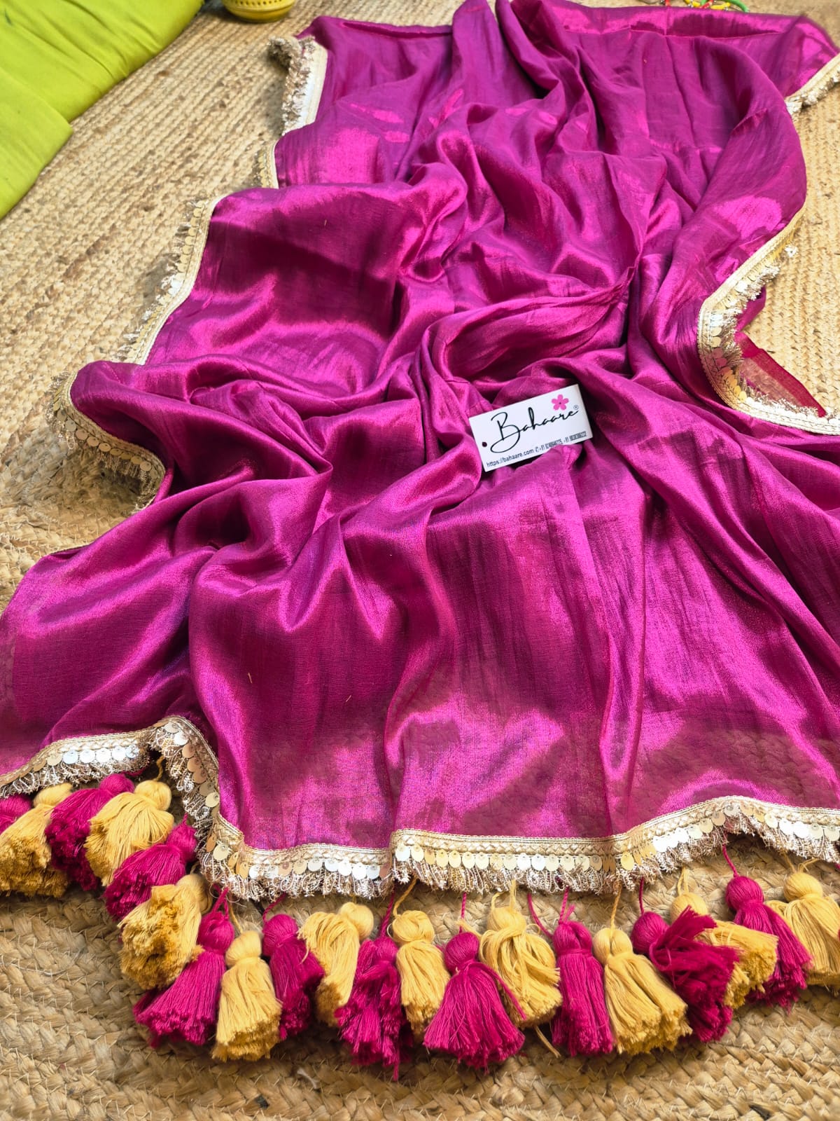 Megha | Raspberry Pink Tissue Saree