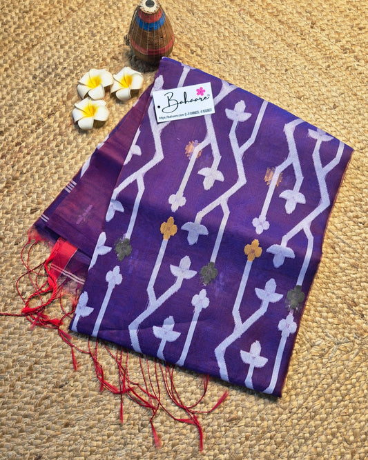 Utsav | Purple Dual Tone Muslin Silk Jamdani Saree