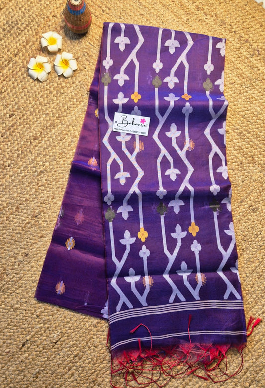 Utsav | Purple Dual Tone Muslin Silk Jamdani Saree