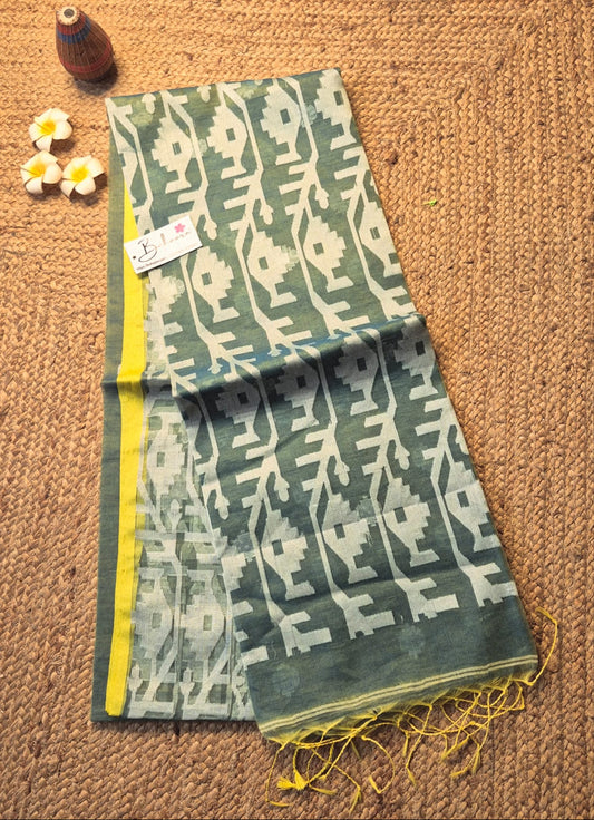 Utsav | Light Green Dual Tone Muslin Silk Jamdani Saree