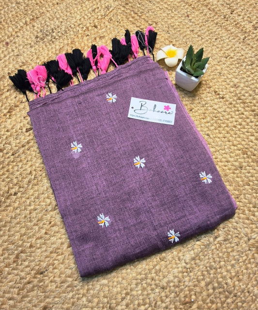 Parijat | Mauve Mul Mul Cotton Saree
