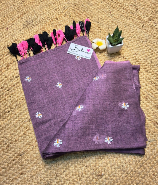 Parijat | Mauve Mul Mul Cotton Saree