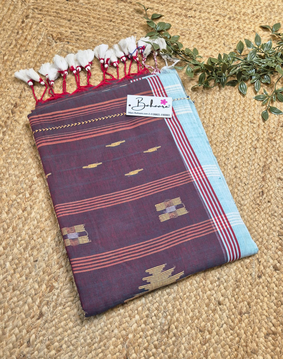 Mohini | Earthy Maroon Dual Tone Mul Mul Cotton Saree with Jamdani Motif