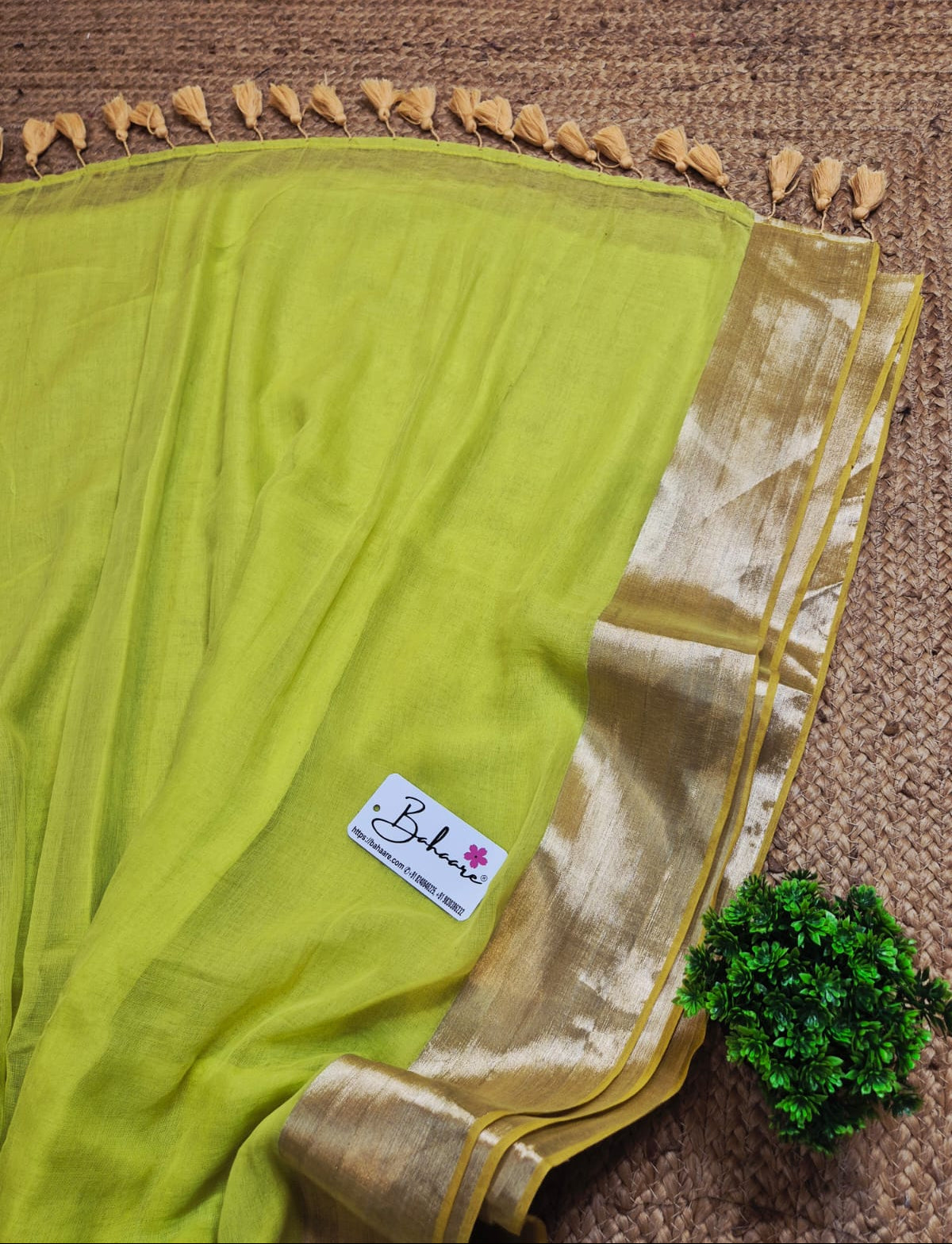 Noor | Mordern Neon Mul Mul Cotton Saree with Golden Zari Border