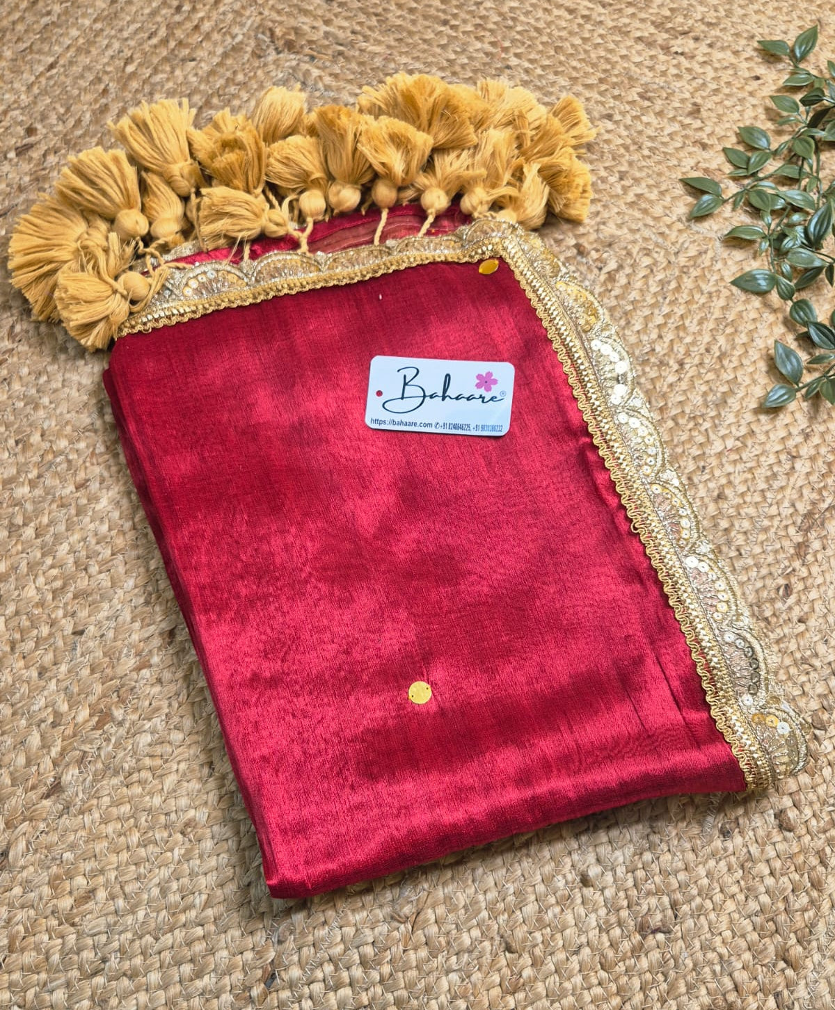 Megha | Bridal Red Tissue Saree with Sequin and Designer Zari Lace