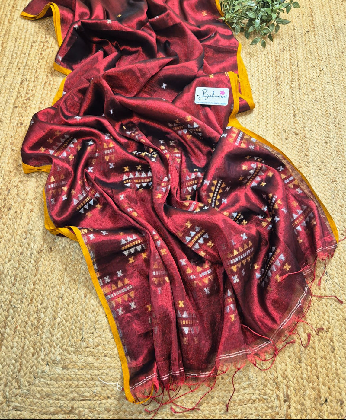 Afreen | Royal Maroon Tissue Silk Saree