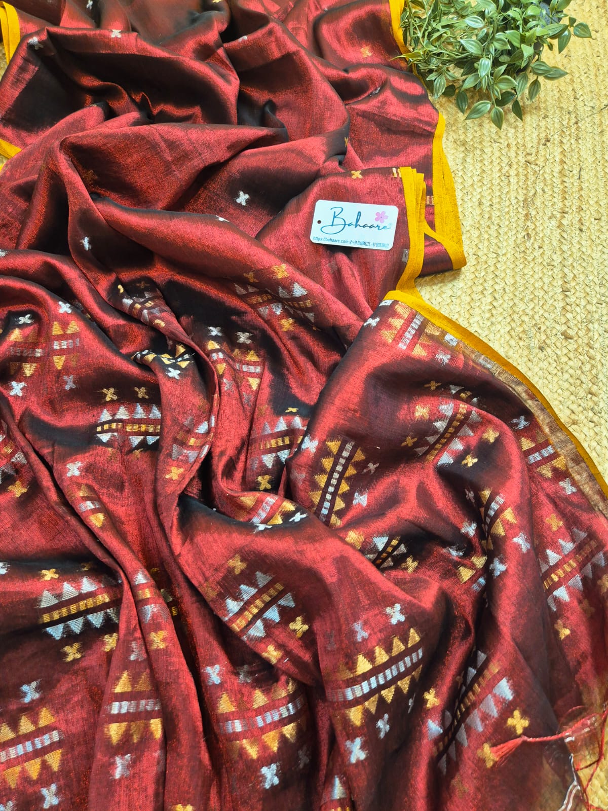 Afreen | Royal Maroon Tissue Silk Saree