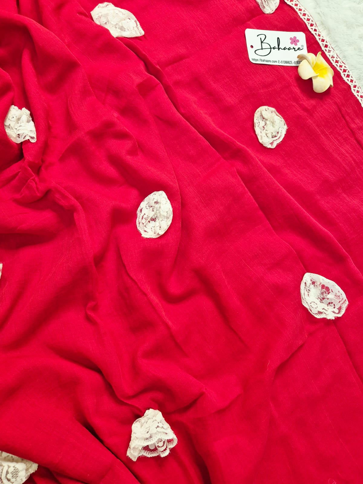 Mohini | Festive Red Mul Mul Cotton Saree