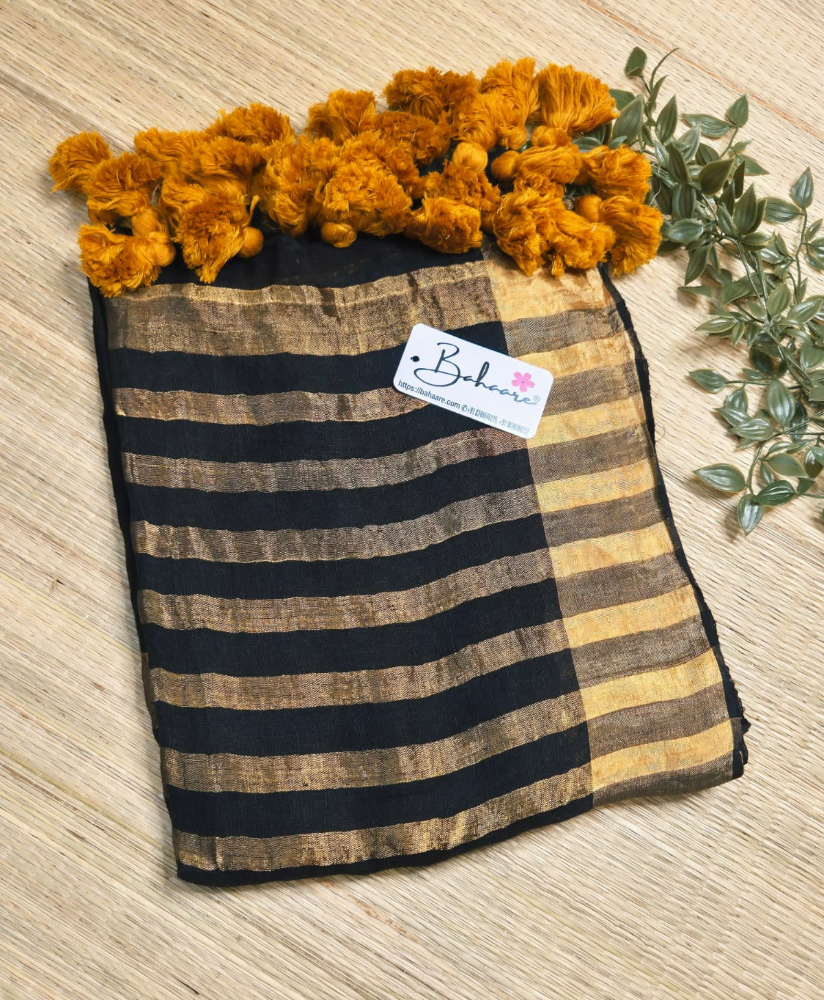 Woodland Whispers | Midnight Black Jayshree Linen Saree