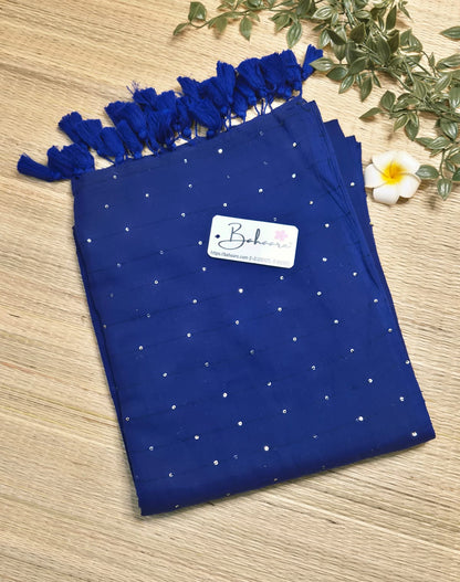 Shimmering Starlight | Navy Blue Sequin Mul Mul Cotton Saree