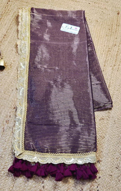 Noor | Royal Magenta Mul Mul Cotton Saree with Designer Golden Zari Lace