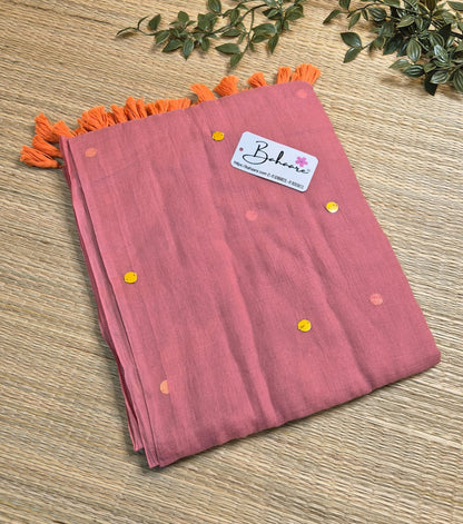 Shimmering Starlight | Pink Breeze Mul Mul Cotton Saree
