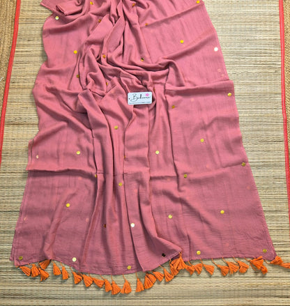 Shimmering Starlight | Pink Breeze Mul Mul Cotton Saree