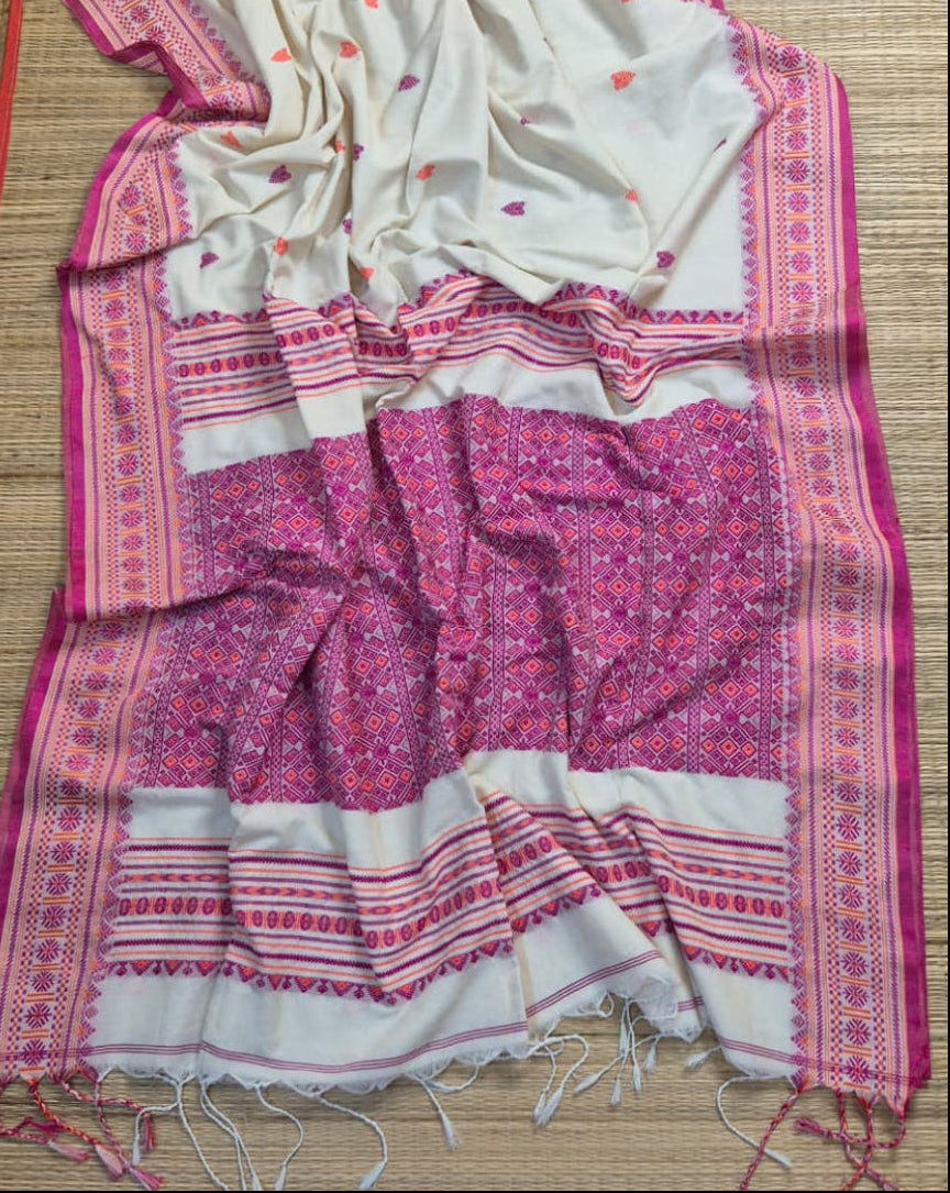 Cotton Galleria | Trendy Off White Premium Cotton Saree