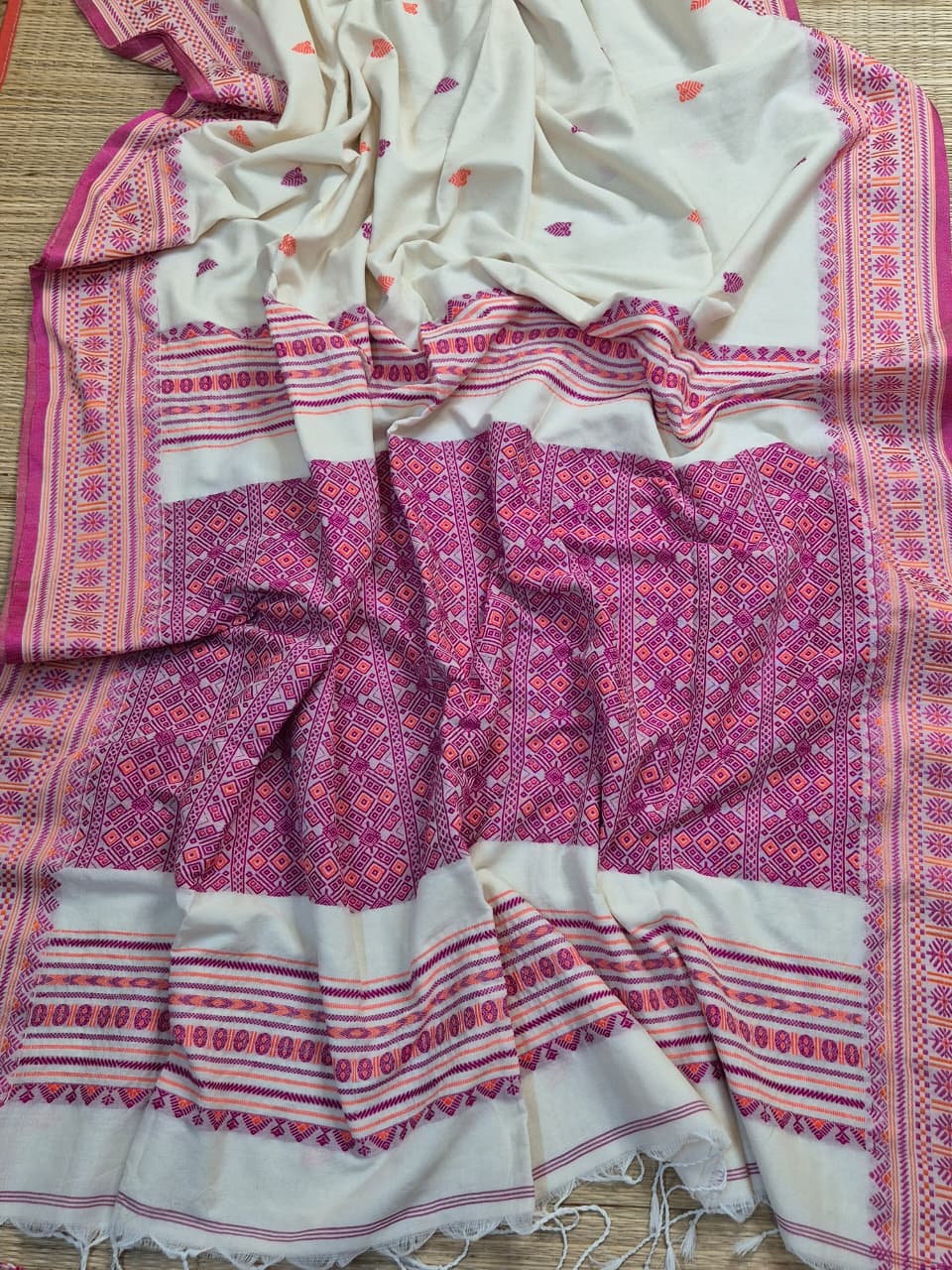 Cotton Galleria | Trendy Off White Premium Cotton Saree