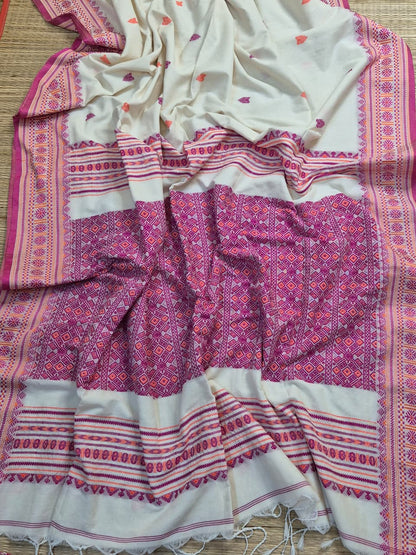 Cotton Galleria | Trendy Off White Premium Cotton Saree