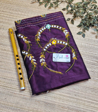 Utsav | Magenta Wine Dual Shade Art Silk Saree with Handcrafted Bullion Stich