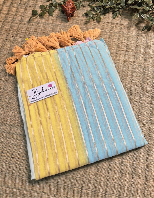 Mohini | Rainbow Aura Mul Mul Cotton Saree with Zari Lines