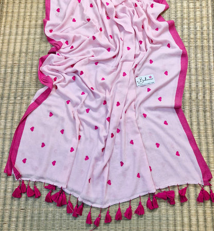 Dil | Soft Pink Mul Mul Cotton Saree with Border