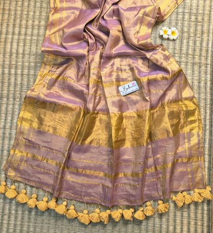 Megha | Lavender Gold Grace Tissue Saree
